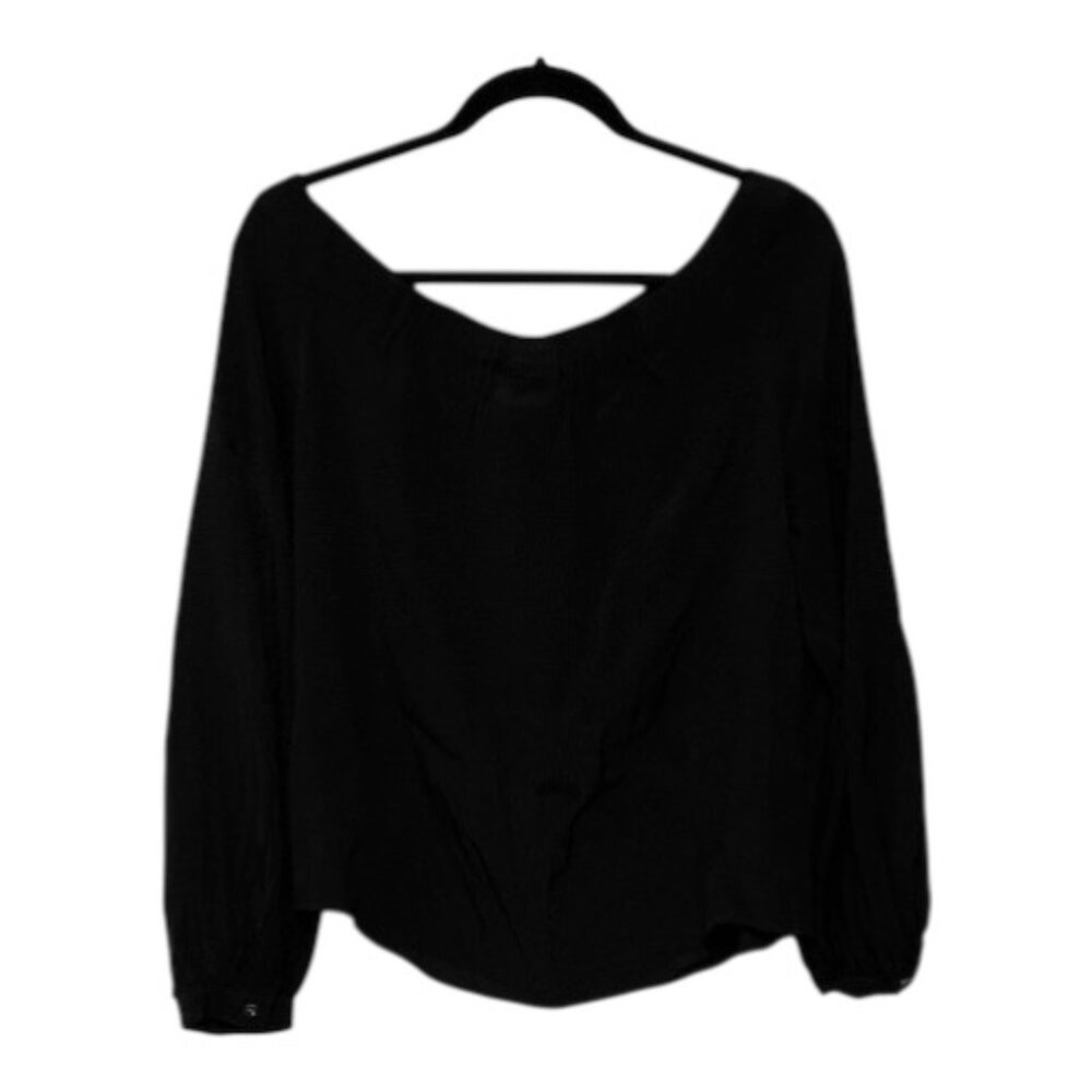 Maeve Size 6 Black Long Sleeve Crepe Drop Shoulder Blouse NEW WITH TAGS - Picture 3 of 7
